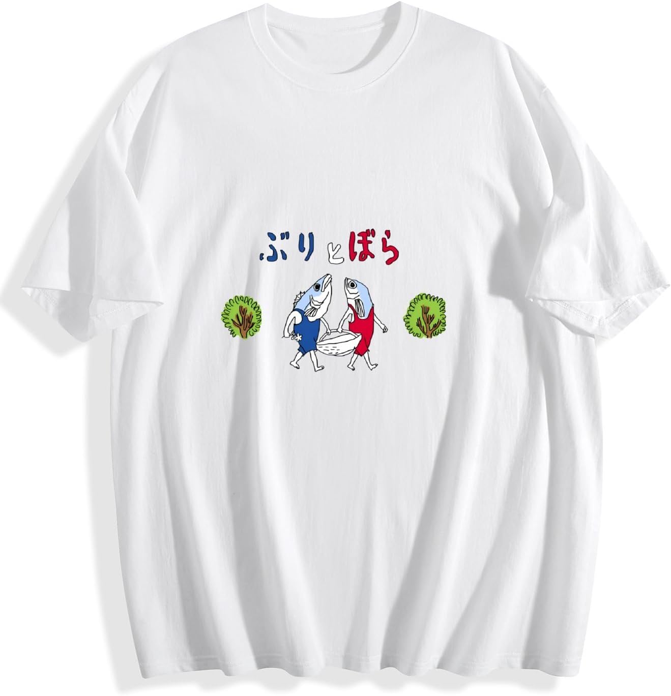 [CJMKENM] メンズ Tシャツ 半袖 綿100% 丸首 軽い 柔らかい 通気性 快適 おもしろ 大きいサイズ カジュアル 普段着 スポーツ 通勤 通学 夏服 男女兼用（ぶりとぼら-1）